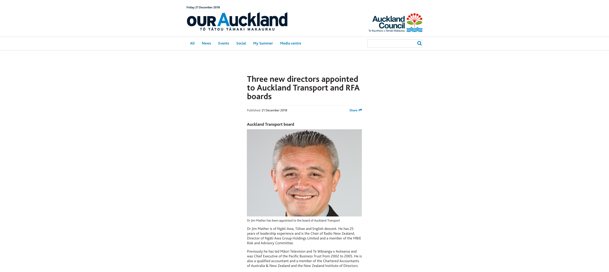 Three new directors appointed to Auckland Transport and RFA Boards OurAuckland